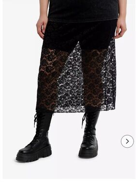 Hot Topic Sheer Black Lace Midi Skirt